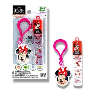 Disney Minnie Mouse Cherry Lip Gloss 6mL Plant-Based + Collectible Keychain